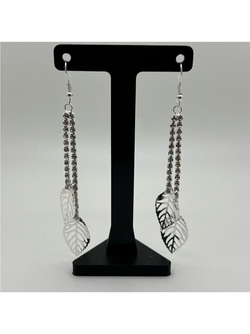 Elegant Silver Leaf Drop Earrings